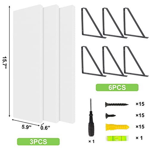 Fixwal White Floating Shelves, Wall Mounted Bathroom Shelves Set Of 3, Farmhouse Wall Decor For Bedroom, Kitchen, Living Room And Plants (Gray Bracket) #TOP2