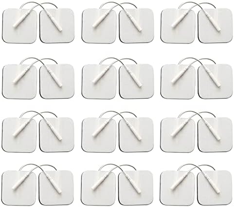 24PCS TENS Unit Replacement Pads 2X2, Latex Free Electrodes Compatible with TENS Machine Use 2mm Pin Connector Lead Wires Such as AUVON TENS, TENS 7000, Etekcity, Nicwell Care Tens