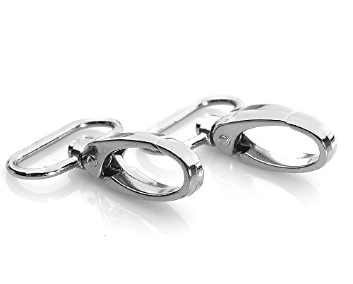 HI-BOOM Pack of 20 Metal 1 Inches Silvery Curved Lobster Clasps Swivel Trigger Clips Snap