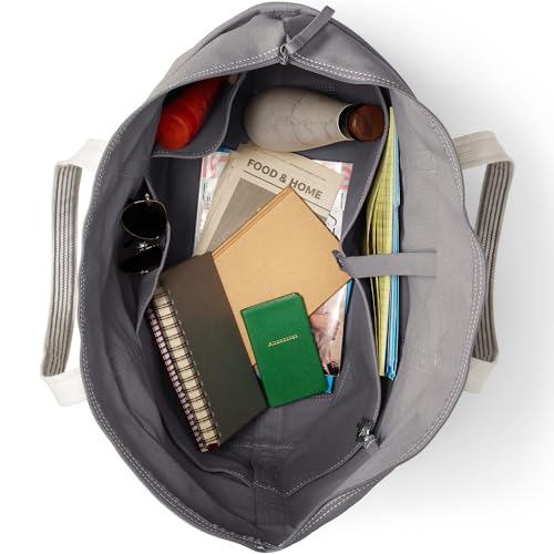 Image of Lands' End Zip Top Long Handle Canvas Tote Bag