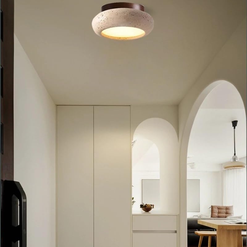 Plafonniers en travertin jaune lampe de chevet salon bois noyer Small