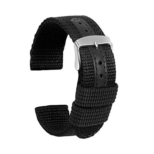 Ullchro Nylon Bracelet Montre Haute Qualité Toile Bracelet Montre Armée Militaire - 18mm, 20mm, 22mm, 24mm Montre Bracelet avec Acier Inoxydable Boucle (20mm, Noir)