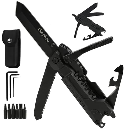 Multitool Knife, Multi Tool Pocket Knife for Men, 17-in-1 Folding Knife Camping Multitool for Hiking, Fishing, Survival, Men Gifts for Birthday Christmas