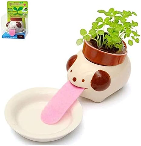 Watering Animal Planter,Self Watering Planter Drinking Animal Tongue,Cute Style Ceramic Mini Backpack Plant Pot by…