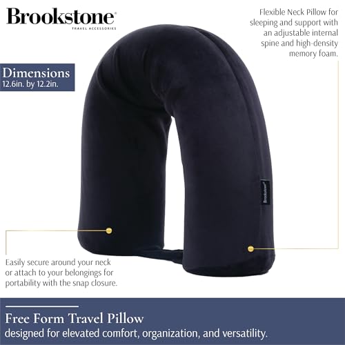 Image of Brookstone Free Form Travel Pillow Lightweight Flexible Memory Foam Pillow