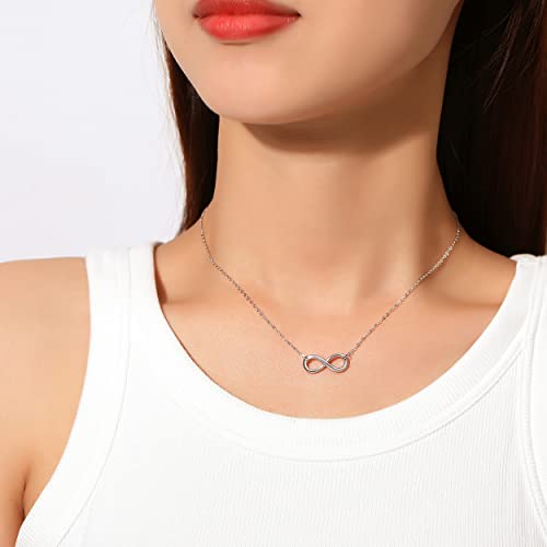 Rhodium Plated 925 Sterling Silver Infinity Necklaces for Women, 18 Inch2