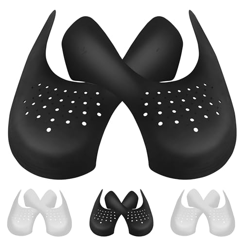 4 Pairs Crease Protectors for Jordan 1, Air Force 1, and Dunk Low; Shoe Crease Protector Suitable for Most Sneakers, Crease Guards Anti Sneaker Creases (Men's US Size 7.5-12, Black+White)