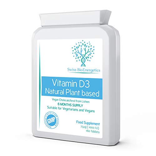 Vegan Vitamin D3 1000 IU - 6 Months Supply - 100% Natural Cholecalciferol derived from Algae, Making it Low-CO2 and 100% Plant sourced - no pesticides and no Harsh solvents - UK Made