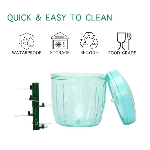 Image of Food Chopper 900ml, 4 Blade Steel Large Manual Hand-Press Vegetable Chopper Mixer Cutter to Cut Onion, Salad, Tomato, Potato 1000ml (Pack of 1) (dori Chopper)