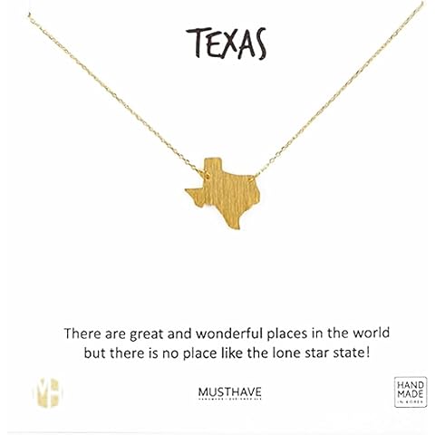 MUSTHAVE Texas 18K Gold Plated Necklace With Message Card, Yellow Gold Color, Anchor Chain, Best Gift Necklace, Size 16 inch + 2 inch Extender, Pendant, Gift Card