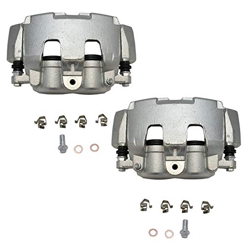 Image of TRQ Front Brake Caliper Set Zinc Coated Brackets Hardware Compatible with 2005-2008 Dodge Dakota 2006-2008 Ram 1500 2006-2009 Mitsubishi Raider