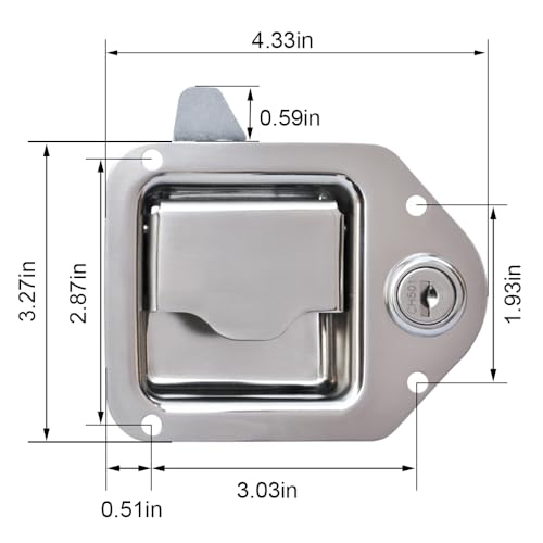Image of Truck Tool Box Latch Replacement 2 Pack,304 Stainless Steel Paddle Handle Lock Kit with Keys,Truck Bed Toolbox Accessories,Dual Handle Latch System with Connecting Rod Kit (2packs)