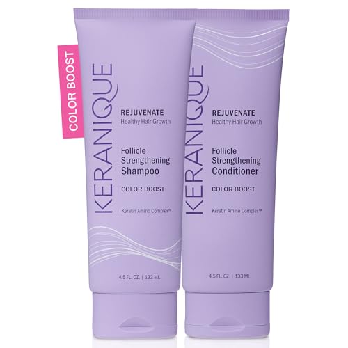 Image of Keranique Color Safe Shampoo and Conditioner - Protect and Extend Color Shampoo and Conditioner for Women with Dry, Fine, Color Treated Hair - Sulfate Free Set for Colored Hair with UV Protection