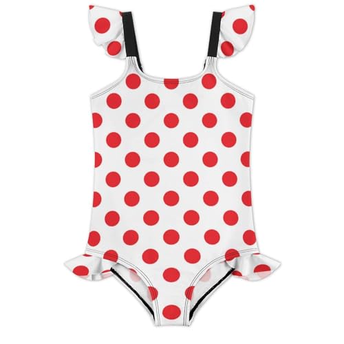Image of Girls One Piece Swimsuit Polka Dots Ruffles Swimwear Bathing Suits 3-12 Years