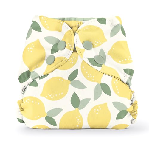 Image of Esembly Cloth Diaper Cover - Reusable Swim Diaper, Waterproof, Breathable - Adjustable Outer Layer Over Absorbent Inner for Blowout Protection - Lemons, Size 2 (18-35lbs)