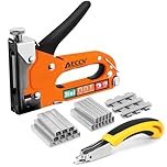 AECCN 3 in 1 Heavy Duty Staple Nail Steel Gun Kit with 2100 Staples, Upholstery Stapler for Fixing Material, Decoration, Carpentry, Furniture, Doors and Windows - Orange