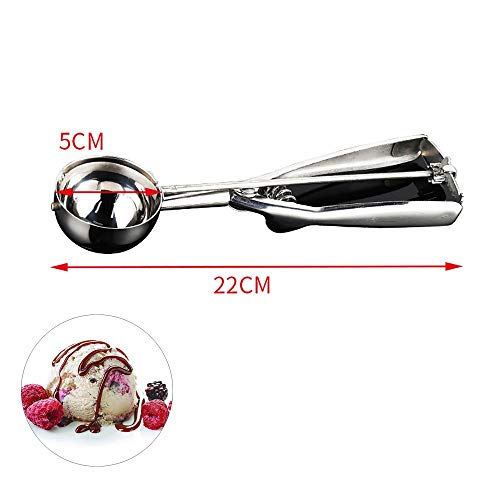 QHQH Ice Cream Scoop with Trigger Stainless Steel Ice Cream Scoop Mash Scoop