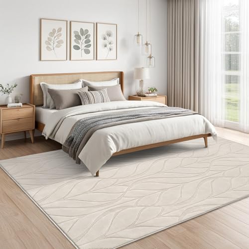 SHACOS Soft Area Rug for Bedroom 5x7, Washable Non Slip Living Room Rug Beige, Fluffy Rugs Carpet for Floor Bedroom Kids Nursery Room, Home Decor Aesthetic - Leaf Pattern Design SHACOS Soft Area Rug for Bedroom 5x7, Washable Non Slip Living Room Rug Beige, Fluffy Rugs Carpet for Floor Bedroom Kids Nursery Room, Home Decor Aesthetic - Leaf Pattern Design