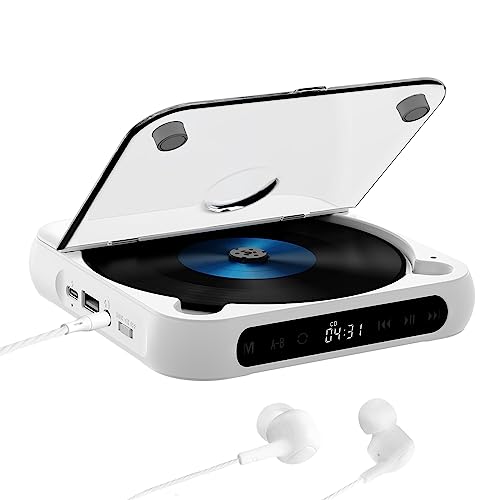 MICOCIOUS ポータブルCDプレーヤー パーソナルCDプレーヤー Bluetooth付き 車&旅行用 充電式小型CDプレーヤー ヘッドホン付き LCDタッチスクリーン&滑り止め/耐衝撃性