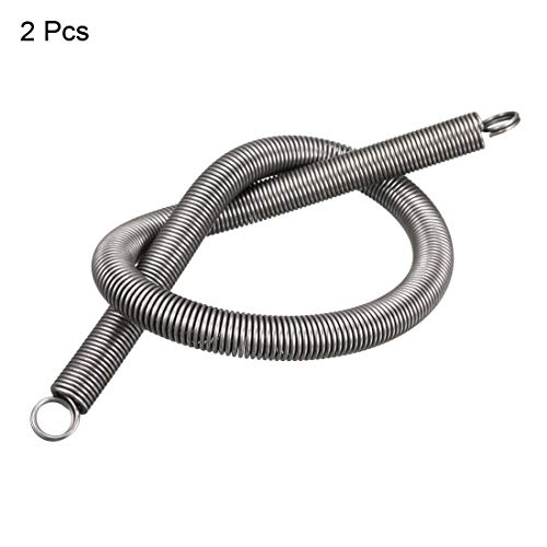 sourcing map 2 Stück Zugfeder 1 mm Drahtdurchmesser, 8 mm Außendurchmesser, 300 mm Freie Länge Federstahl Kleine Doppelhaken Zugfeder