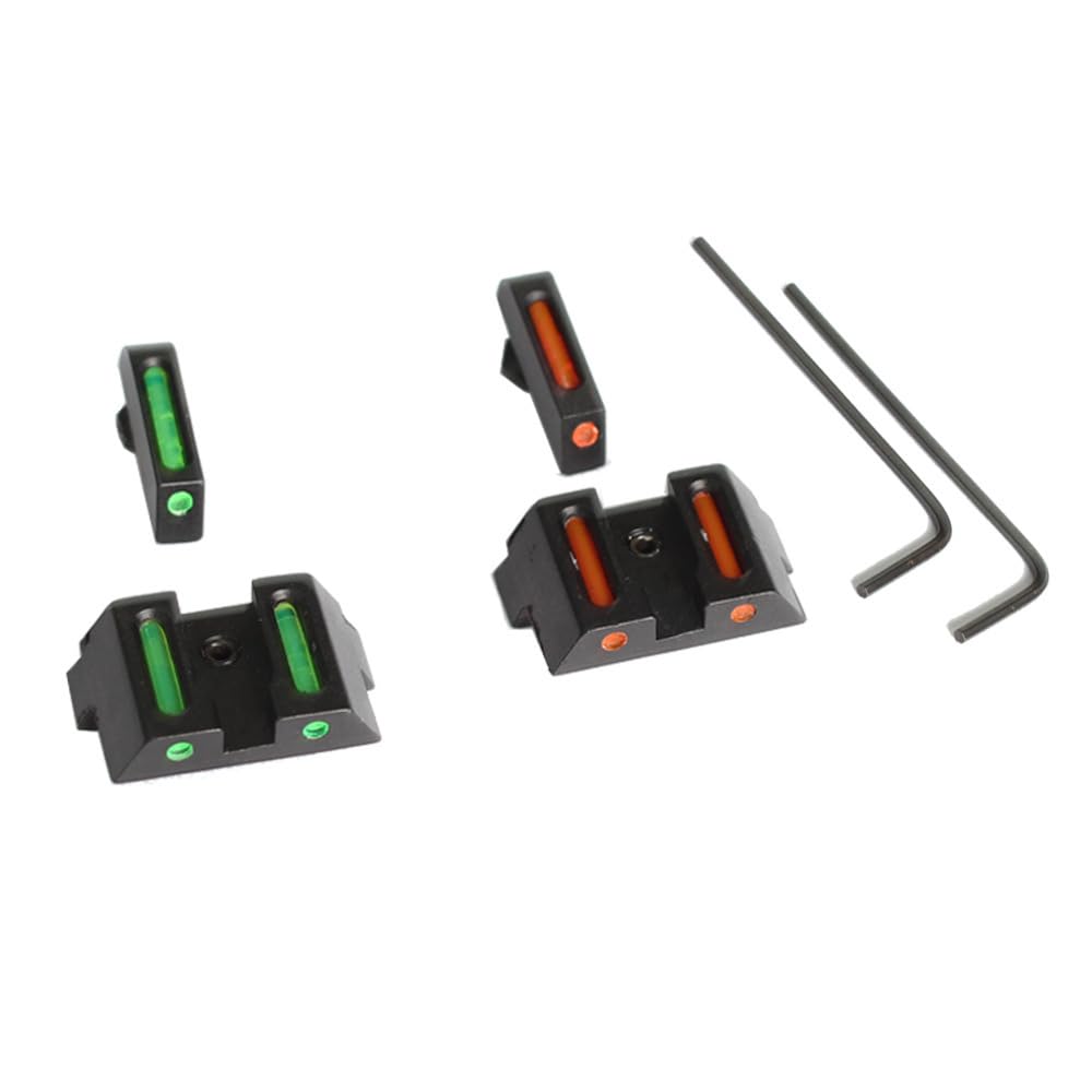 Metal Front and Rear Red and Green Fiber Optic Pistol Sights for G17/17L/19/22/23/24/26/27/33/34/35