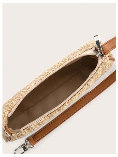 Verdusa Women's Straw Woven Shoulder Bags Zipper Underarm Handbag4