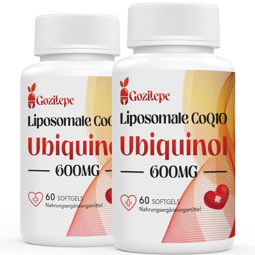 Liposomales Coenzima Q10 Ubiquinol 600 mg hochdosiert, 60 mini cápsulas blandas, 2 por porción, 300 mg reines Q10 (Ubiquinol) pro softgel (60 unidad (Paquete de 2)))