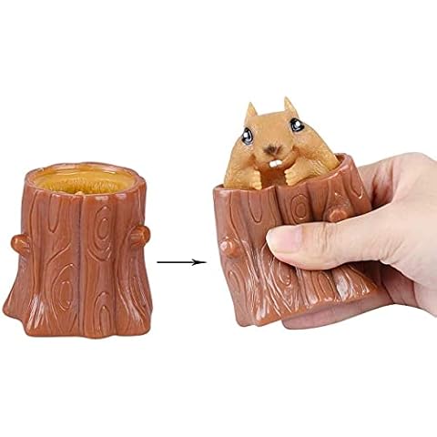 2 PCS Set Squeeze Squirrel Toys Decompression Evil Squirrel Cup, Sensory Fidget Toys, Squishes Toy Stress Relief for Kids & Adult Tricky Funny Squeeze Toys Cover