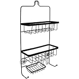 Durch das Gitter kann das Wasser einfach ablaufen und in den 2 Ablagen mit je 2 Flaschenöffnungen, 1 kleine Ablage und Halterung finden Shampoo, Schwämme, Rasierer etc. ihren Platz