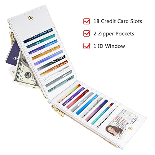 Coco Rossi Womens RFID Blocking Large Capacity Wallet Multi Card Organizer Bifold Wallet for Women with Zipper Pocket