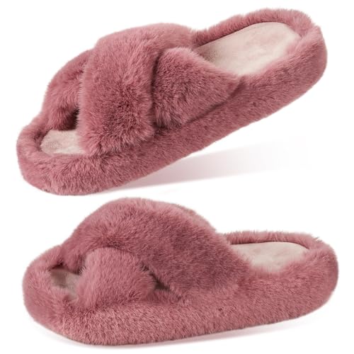 Image of Women's Memory Foam Fluffy Slippers - Cozy Fuzzy Plush Comfortable Shoes
