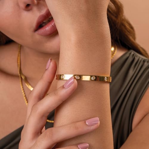 Image of PALMONAS Crystal Love Bangle Bracelet for Women - Gift for Girls & Women | Waterproof & Anti-Tarnish Bracelet