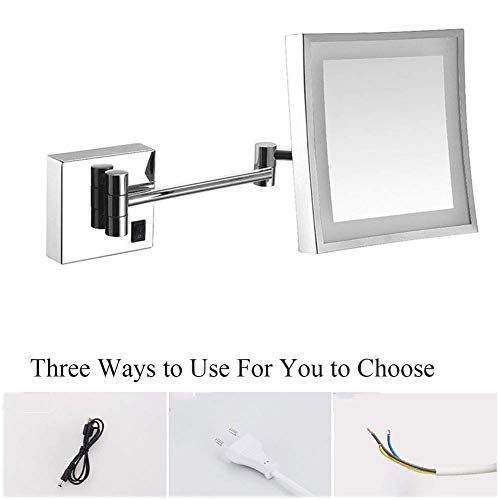 Miroir de maquillage mural JCAKES : miroir extensible 3X argenté avec prise