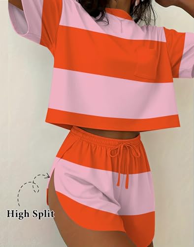 Image of Ekouaer Womens Pajama Sets Sexy Lounge Sets Side Split Short Pj Sets Cute Pjs 2 Piece Comfy Sleepwear Loungewear
