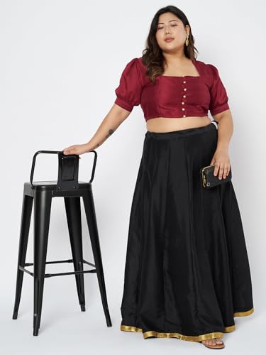 Image of studio rasa Women's Plus Size Silk Blend Button Down Crop Top for Wedding Festive Party
