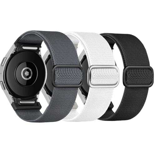 Elastic Band for Samsung Galaxy Watch 6/5/4 40mm 44mm/Watch 5 Pro Band 45mm/Watch 4/6 Classic Bands 47mm 43mm 46mm 42mm Men/Women,No Gap One Click Nylon Strap for Samsung Watch 6 5 4 Correa Reloj,3PCS