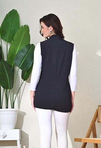 Image of IUGA Black Women Sleeveless Solid Front Open Neck Shrug (468)