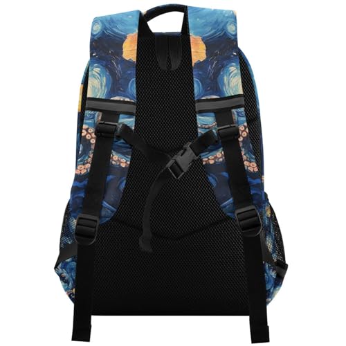 Van Gogh Octopus Lamp Starry Night School Backpack for Girls Boys Elementary Middle School Book Bag Teens Kids Casual Travel Daypack Student Knapsack2