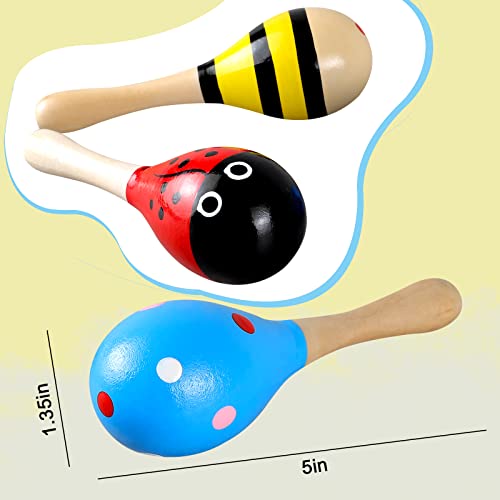 Looikoos 12 Pcs Mini Wood Festival Maracas For Kids Toys, Wooden Maracas Festival Painting, Wooden Carnival Maracas Baby Party Favors(Random Colors) #TOP2