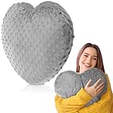 Briwooody 9 lb Sensory Weighted Pillow with Glass Bead Filled, Heavy Soft Versatile Cooling Hug Body Pillow W/Stress Relief for Adults Comfort Relaxation Sleep Thoughtful Gift 12x12 Inch Heart(Gray)