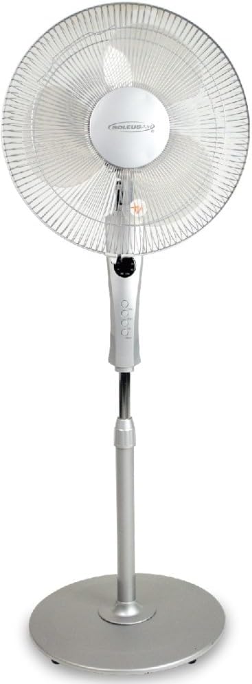 FS-40R-A 16" Stand Fan with Remote Control, 3 Speed Settings, 4 Hour Auto-off Timer, Oscillation, LED Display Panel, Adjustable Height, Adjustable Tilt Head, Whisper Quiet Operation