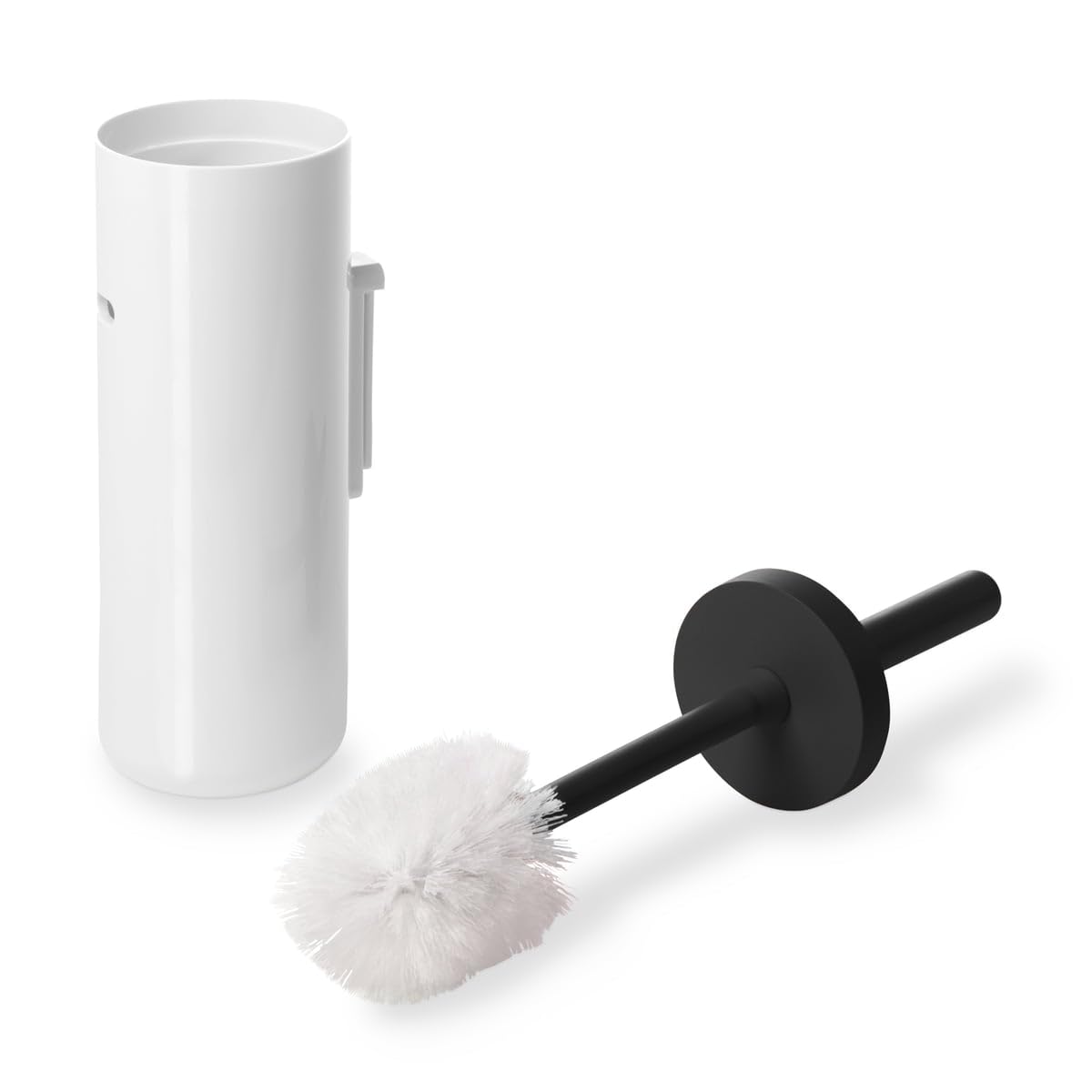 Escobilla Lunar, Escobillero de Pared, Escobilla de Inodoro Colgante, Plástico, Blanco