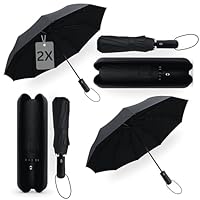 drytogo 2X Regenschirm sturmfest mit Reiseetui I Taschenschirm gross Ø105cm I Regenschirm automatik auf und zu I Taschenschirm windfest für 2 Personen I Für Damen und Herren I