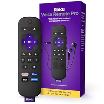 Roku Voice Remote Pro | Recarregável com controles de voz viva-voz, modo de fone de ouvido e localizador de dispositivo perdido - compatível com RokuTV, leitores e dispositivos de áudio