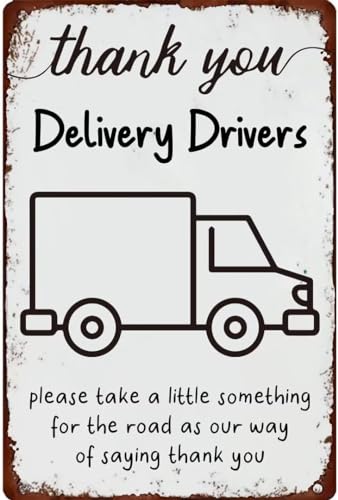 Cosrkee Thank You Delivery Driver Metal Tin Sign Funny Decor Sign For Room Cafe Restaurant Office...