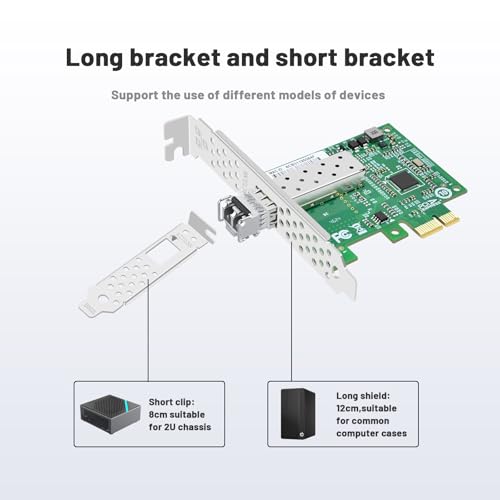 Tarjeta de red de fibra óptica Single SFP con módulo óptico multimodo, chip Intel I210, puerto óptico Gigabit 1, compatible con Windows Server, Linux y VMware miniatura 4