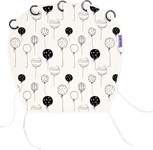 Dooky Universal Cover Magic Balloons Sonnenschutz für Babyschale, Kinderwagen und Buggy (Farbwechsel bei Nässe, UV-Schutz LSF 40+, TÜV getestet, universale Passform, passend für meisten Marken), Weiß