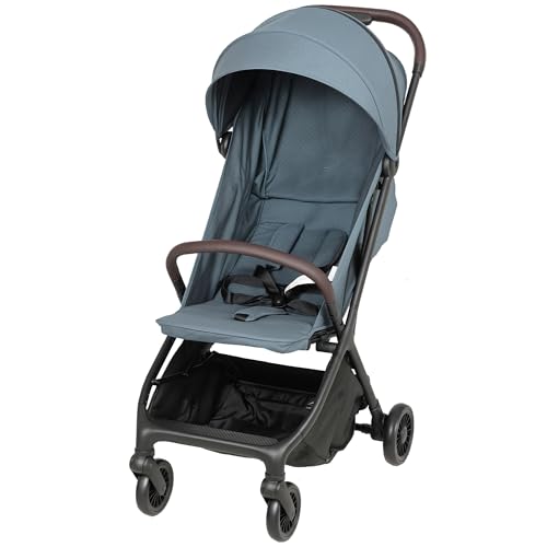 AIYAPLAY Silla de Paseo Ligera con Respaldo Reclinable y Reposapiés Ajustable, Carrito para Bebé Plegable, Capota, Arnés de 5 Puntos, Ruedas con Suspensión, Soporta hasta 15 kg, Azul Oscuro