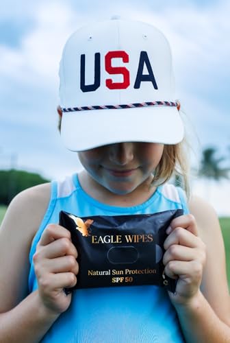 Eagle Wipes SPF 50 Mineral Moisturizer Wipes Mess-Free Full Body Sun Protection for Golf Sports & Travel Water-Resistant Biodegradable Towelettes.