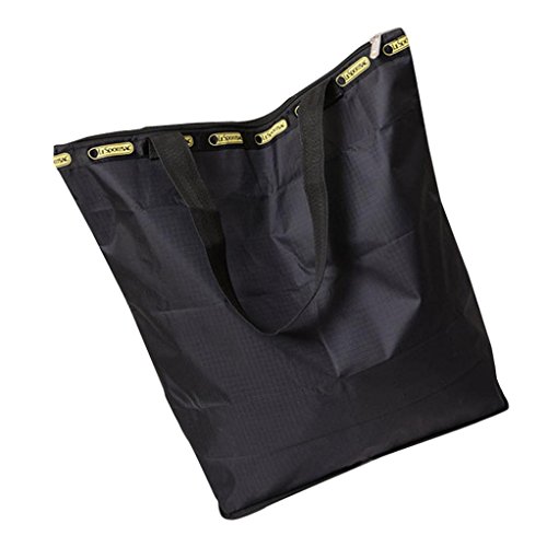 BZLineu00ae Frauen Leinwand Große Kapazitäts-Segeltuch-Strand-Tasche Handtasche (Schwarz)